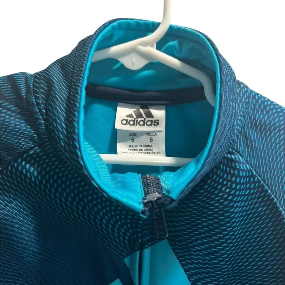 Adidas Kids Athletic Zip-Up Jacket Blue/Teal – Size 5